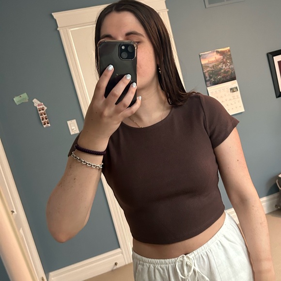 NWT Princess Polly classic crop tee brown! - Picture 1 of 5